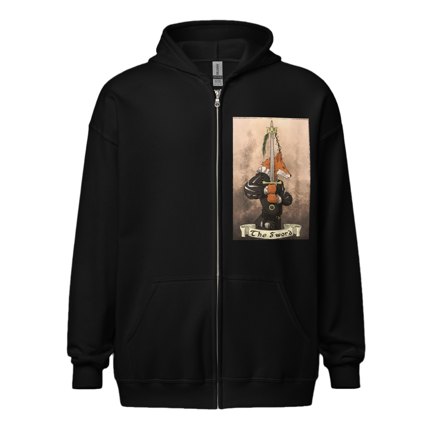 Vulpes Ace of Swords Tarot Unisex heavy blend zip hoodie