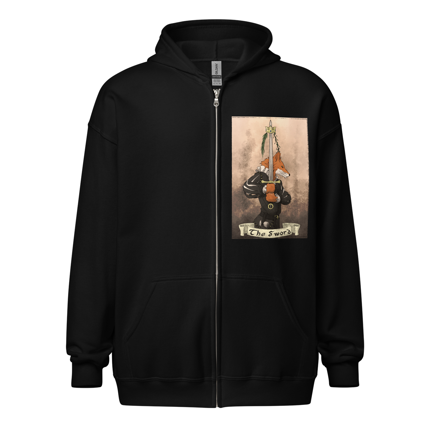 Vulpes Ace of Swords Tarot Unisex heavy blend zip hoodie